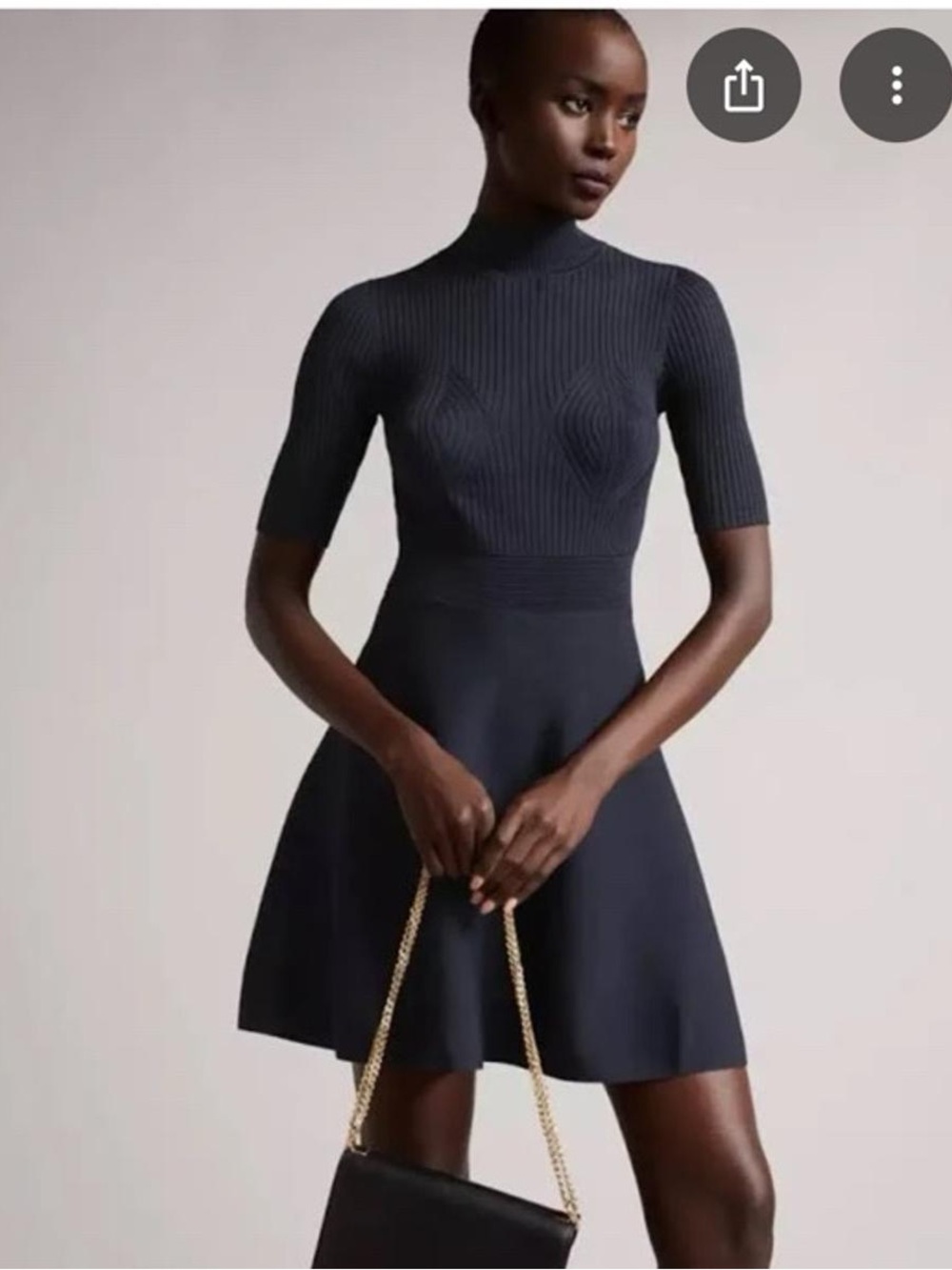 Ted Baker London Women’s Navy Short-Sleeve Knit Fit-and-Flare Dress